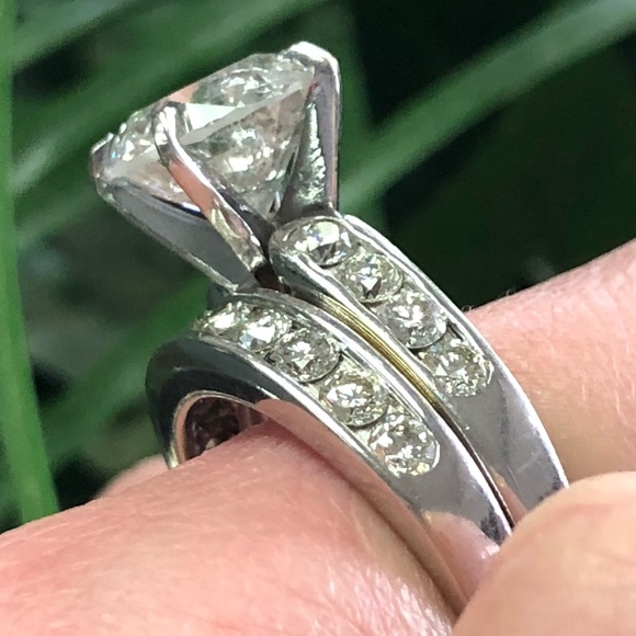 6.5 Carat Bridal Set ~ 5 Carat Diamond Solitaire Ring Wedding Band Set - Picture 7 of 8